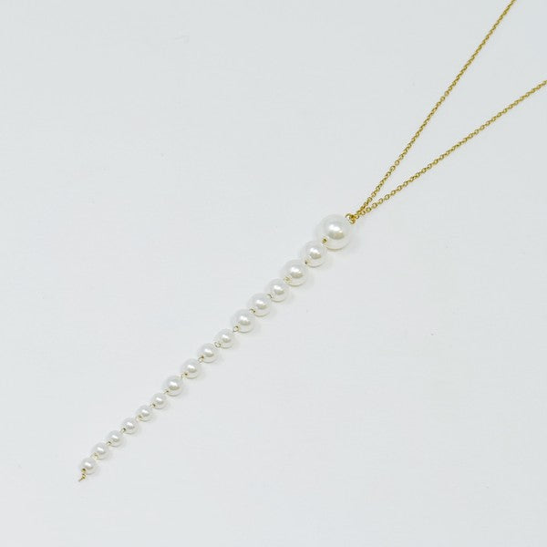 Gradiant Long Pearl Drop Necklace