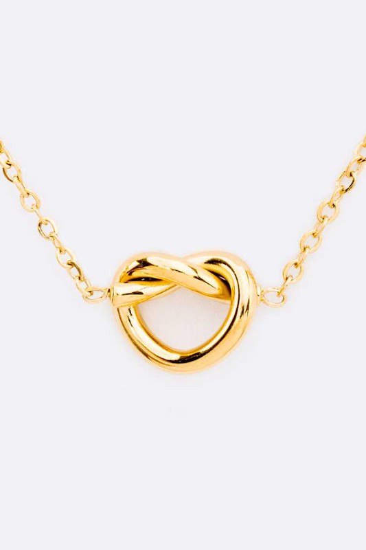 Stainless Steel Heart Knot Pendant Necklace