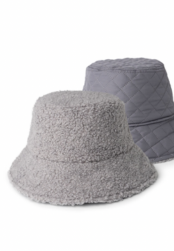 Reversible Sherpa Bucket Hat in Gray