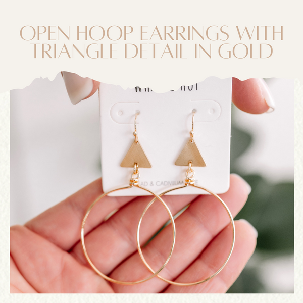2.9 Open Hoop Earrings With Triangle Detail In Gold