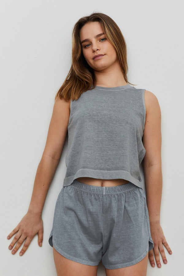 THE BLANK LAB Round Neck Crop Tank and Shorts Set